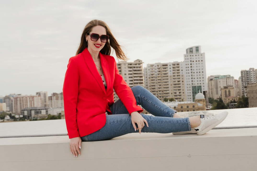 Portrait of a smiling businesswoman in a blazer